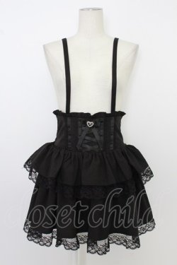 画像1: MA*RS / 編み上げリボンコルセットスカパン  黒 T-26-03-08-043-EL-SK-SA-ZT