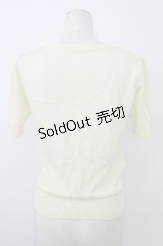 画像2: SWIMMER / ユニコーン刺繍半袖ニットカーディガン  アイボリー T-26-03-08-013-EL-TO-SA-ZT640 (2)