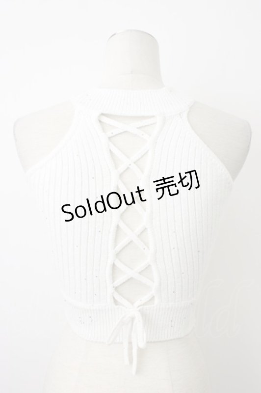 画像2: Darich / バックレースアップアメスリニットトップス  ホワイト T-26-03-08-002-LO-TO-SA-ZT640 (2)