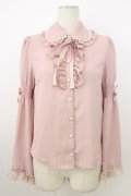 Secret Honey / パール襟フリルレース長袖ブラウス  ピンク T-26-03-08-020-CA-BL-SA-ZT