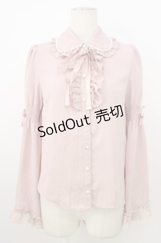 画像1: Secret Honey / パール襟フリルレース長袖ブラウス  ピンク T-26-03-08-020-CA-BL-SA-ZT640 (1)