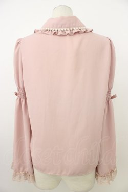 画像2: Secret Honey / パール襟フリルレース長袖ブラウス  ピンク T-26-03-08-020-CA-BL-SA-ZT