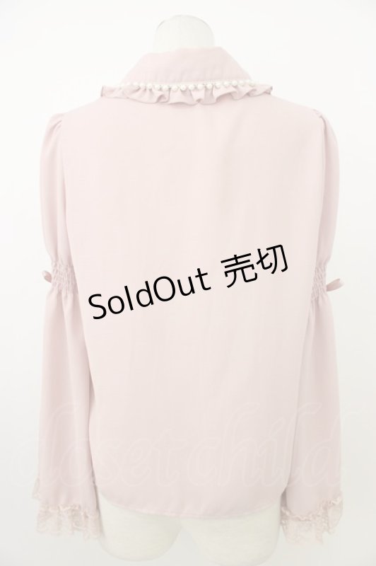 画像2: Secret Honey / パール襟フリルレース長袖ブラウス  ピンク T-26-03-08-020-CA-BL-SA-ZT640 (2)