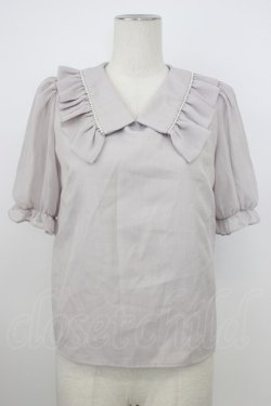 画像1: evelyn / パール襟半袖ブラウス  グレー T-26-03-08-021-LO-BL-SA-ZT