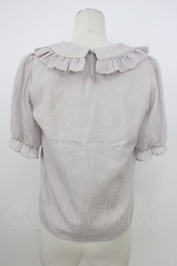 画像2: evelyn / パール襟半袖ブラウス  グレー T-26-03-08-021-LO-BL-SA-ZT