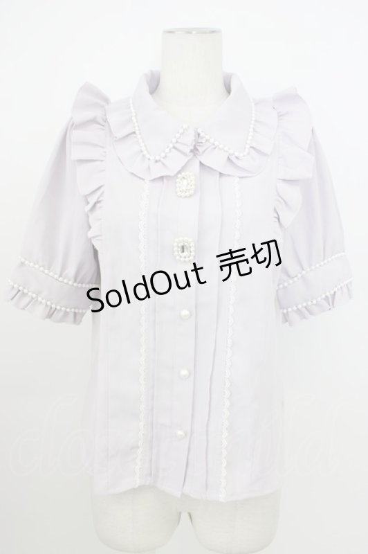 画像1: DearMyLove / パール襟ビジューフリルブラウス M ラベンダー T-26-03-08-022-EL-BL-SA-ZT640 (1)