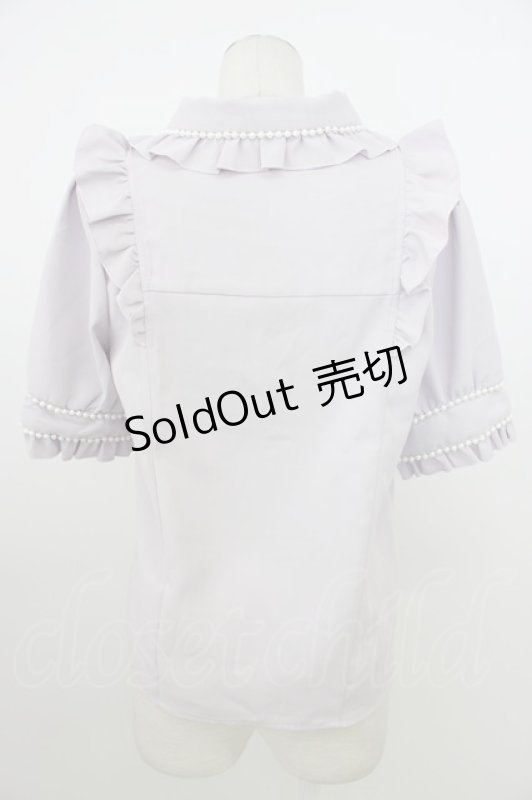 画像2: DearMyLove / パール襟ビジューフリルブラウス M ラベンダー T-26-03-08-022-EL-BL-SA-ZT640 (2)