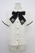 axes femme / 刺繍リボンセットブラウス  アイボリーＸ黒 T-26-03-11-003-AX-BL-SA-ZT