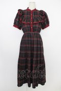 axes femme POETIQUE / レトロチェックロングワンピース  黒Ｘボルドー T-26-03-11-032-AX-OP-SA-ZT