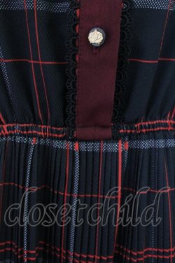 画像3: axes femme POETIQUE / レトロチェックロングワンピース  黒Ｘボルドー T-26-03-11-032-AX-OP-SA-ZT