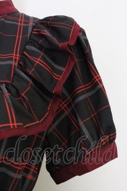 画像4: axes femme POETIQUE / レトロチェックロングワンピース  黒Ｘボルドー T-26-03-11-032-AX-OP-SA-ZT