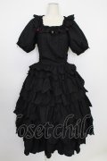PINK HOUSE / フルーツ刺繍フリルワンピース M ブラック T-26-03-11-033-LO-OP-SA-ZT
