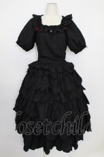 画像1: PINK HOUSE / フルーツ刺繍フリルワンピース M ブラック T-26-03-11-033-LO-OP-SA-ZT642 (1)