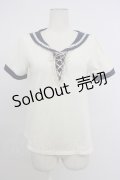 axes femme / セーラーカラー風デザイントップス  アイボリーＸネイビー T-26-03-11-004-AX-TO-SA-ZT