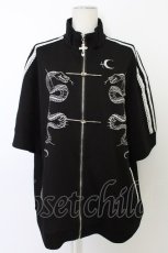 画像1: 柘枝引 TricuspidC / 蛇刺繍半袖ジャージ  黒Ｘ白 T-26-03-11-037-PU-TO-SA-ZT642 (1)