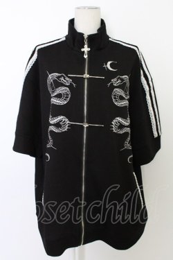 画像1: 柘枝引 TricuspidC / 蛇刺繍半袖ジャージ  黒Ｘ白 T-26-03-11-037-PU-TO-SA-ZT