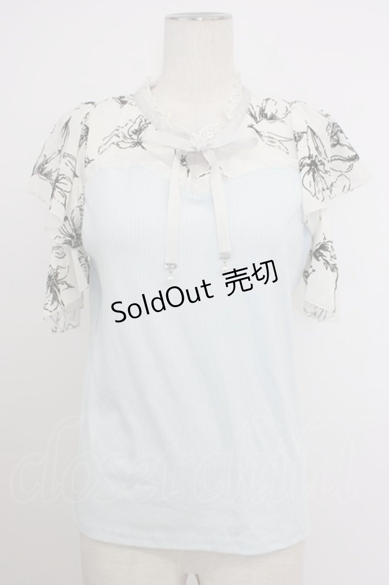 画像1: axes femme / フロッキーチュール切替プルオーバー  サックス T-26-03-11-005-AX-TO-SA-ZT641 (1)