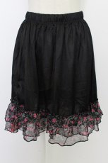 画像1: MARBLE / 裾シフォンフラワースカート  黒Ｘピンク T-26-03-11-044-GO-SK-SA-ZT643 (1)