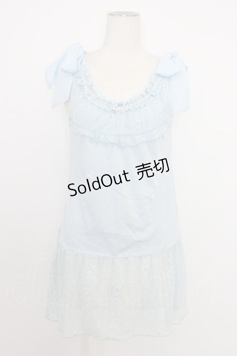 画像1: axes femme / 肩リボンロングインナー  サックス T-26-03-11-007-AX-TO-SA-ZT (1)