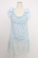 画像1: axes femme / 肩リボンロングインナー  サックス T-26-03-11-007-AX-TO-SA-ZT (1)