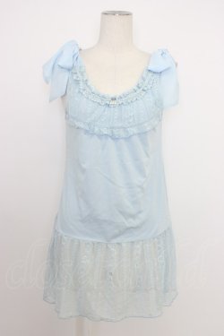 画像1: axes femme / 肩リボンロングインナー  サックス T-26-03-11-007-AX-TO-SA-ZT