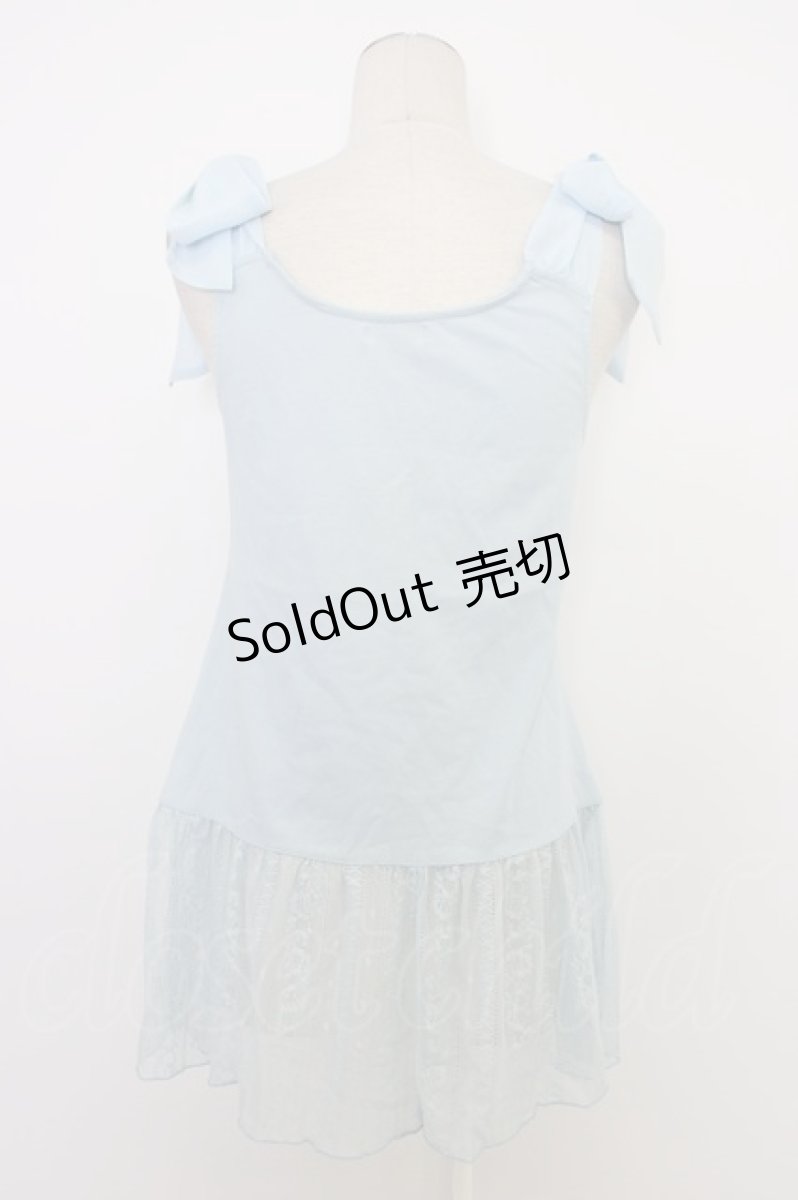 画像2: axes femme / 肩リボンロングインナー  サックス T-26-03-11-007-AX-TO-SA-ZT (2)