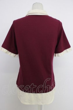 画像2: axes femme / フラワーレース重ね着デザイントップス  アイボリーＸボルドー T-26-03-11-013-AX-TO-SA-ZT