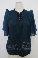 画像1: axes femme / ジャカードチャイナブラウス  ブルーグリーン T-26-03-11-014-AX-BL-SA-ZT641 (1)