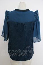 画像2: axes femme / ジャカードチャイナブラウス  ブルーグリーン T-26-03-11-014-AX-BL-SA-ZT641 (2)