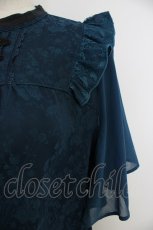 画像3: axes femme / ジャカードチャイナブラウス  ブルーグリーン T-26-03-11-014-AX-BL-SA-ZT641 (3)