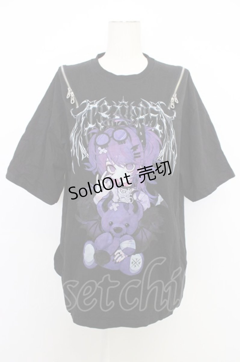 画像1: TRAVAS TOKYO / てぃらコラボイラストプリントTシャツ 悪魔ver.  黒Ｘ紫 T-26-03-11-017-PU-TO-SA-ZT641 (1)