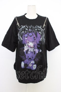 画像1: TRAVAS TOKYO / てぃらコラボイラストプリントTシャツ 悪魔ver.  黒Ｘ紫 T-26-03-11-017-PU-TO-SA-ZT