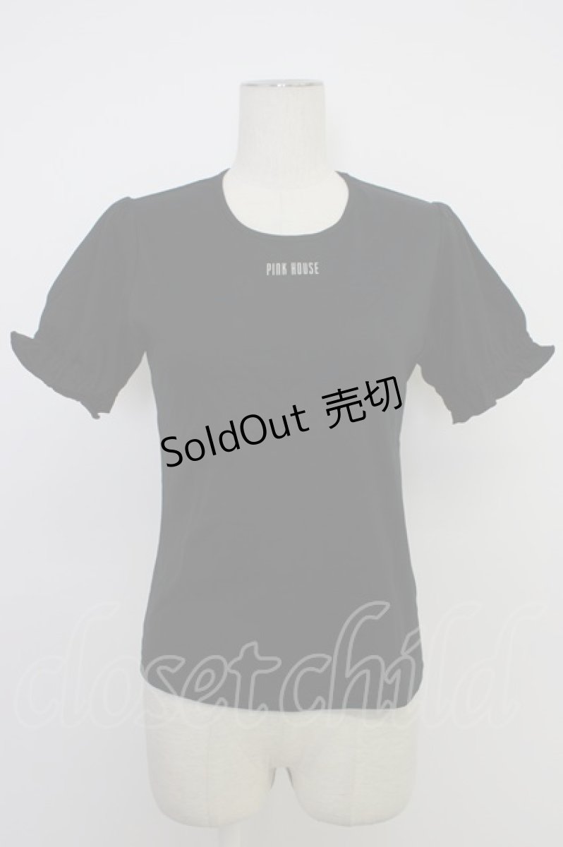 画像1: PINK HOUSE / ロゴ半袖カットソー  黒Ｘ白 T-26-03-11-018-LO-TO-SA-ZT641 (1)