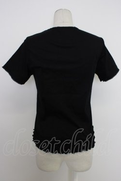 画像2: PINK HOUSE / フリルロゴ使い半袖カットソー  黒Ｘ白 T-26-03-11-020-LO-TO-SA-ZT