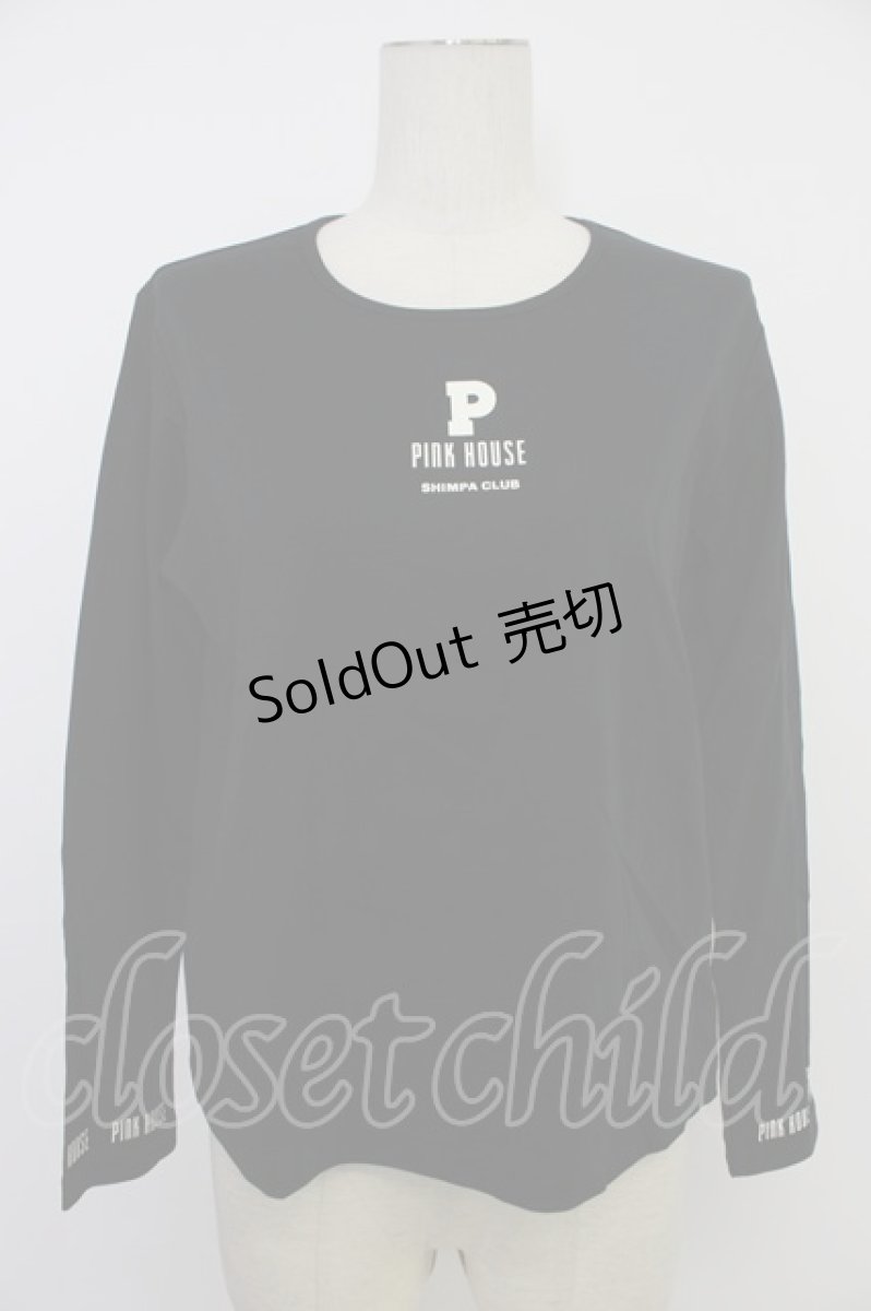 画像1: PINK HOUSE / Pロゴプリントカットソー  黒Ｘ白 T-26-03-11-021-LO-TO-SA-ZT (1)