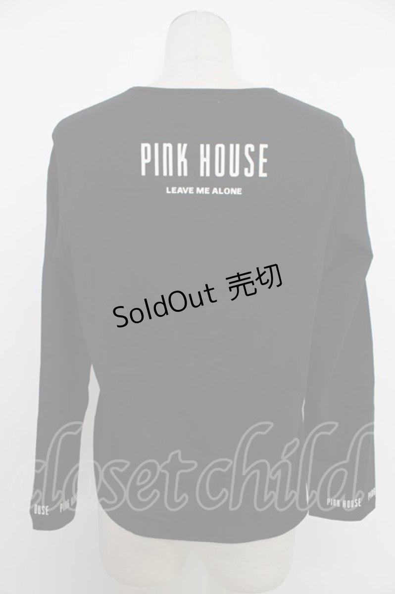 画像2: PINK HOUSE / Pロゴプリントカットソー  黒Ｘ白 T-26-03-11-021-LO-TO-SA-ZT (2)