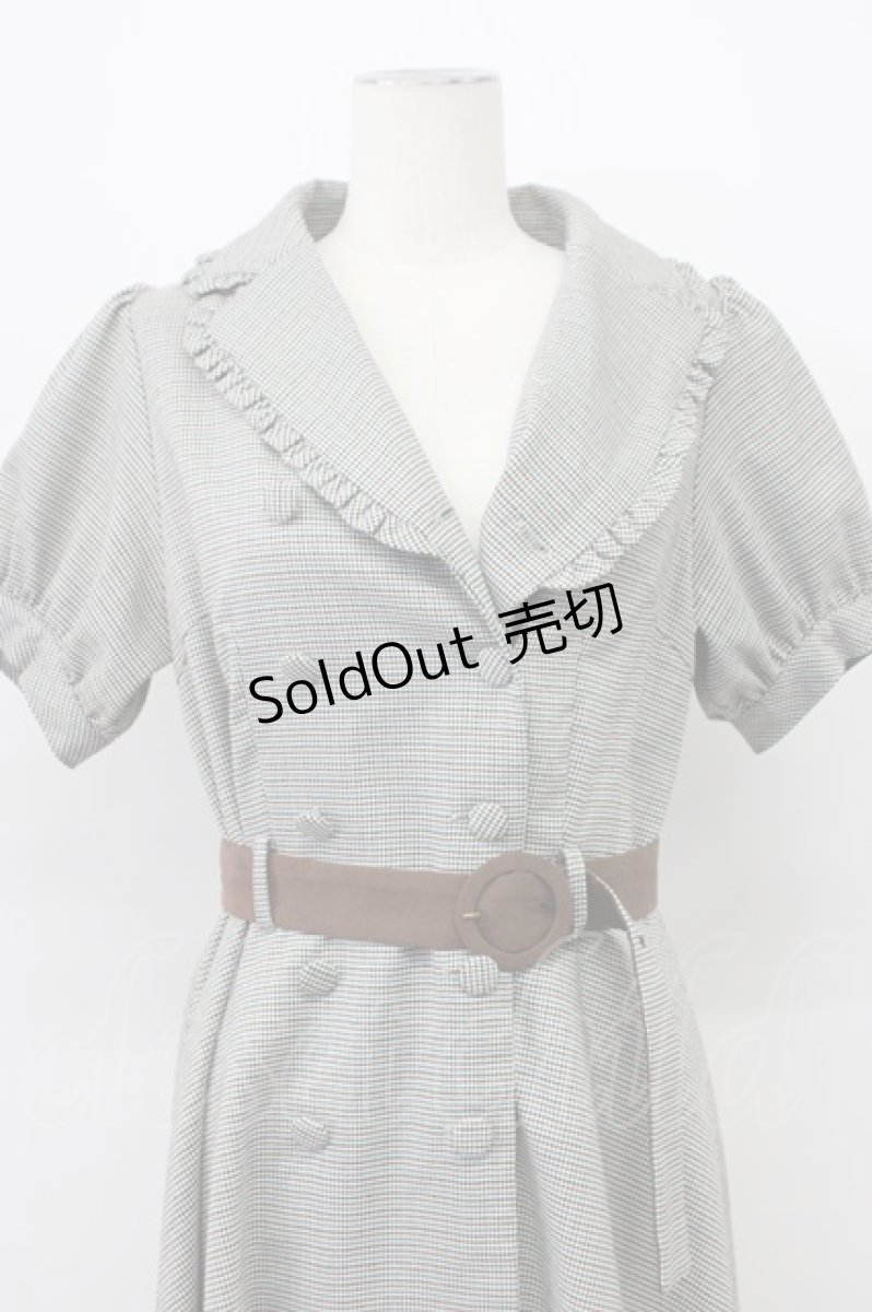 画像4: axes femme POETIQUE / グリンチェックワンピース M グレー T-26-03-13-025-AX-OP-SA-ZT (4)