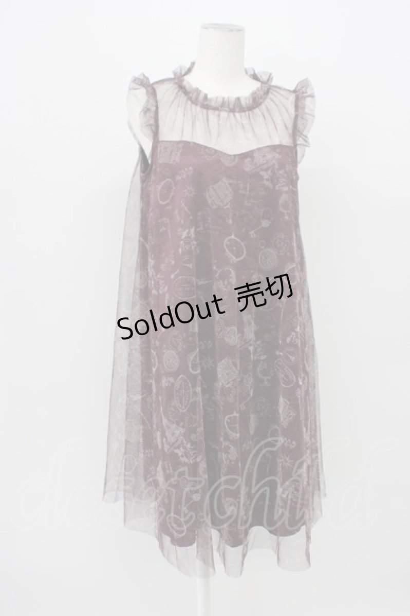 画像1: axes femme / トラベルチュール重ねワンピース M ボルドー T-26-03-13-028-AX-OP-SA-ZT (1)