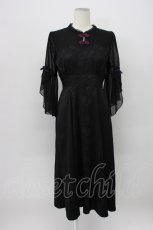 画像1: axes femme POETIQUE / チャイナボタンフレア袖ワンピース M ブラック T-26-03-13-029-AX-OP-SA-ZH (1)