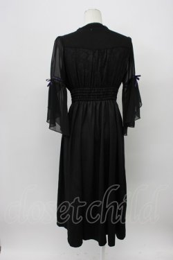 画像2: axes femme POETIQUE / チャイナボタンフレア袖ワンピース M ブラック T-26-03-13-029-AX-OP-SA-ZT