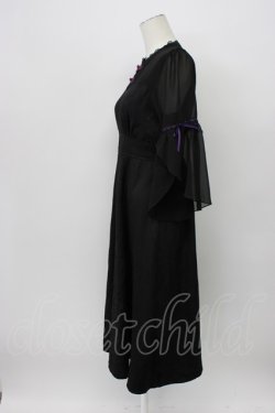 画像3: axes femme POETIQUE / チャイナボタンフレア袖ワンピース M ブラック T-26-03-13-029-AX-OP-SA-ZT