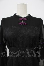 画像5: axes femme POETIQUE / チャイナボタンフレア袖ワンピース M ブラック T-26-03-13-029-AX-OP-SA-ZH (5)