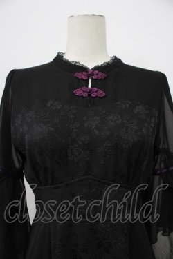 画像5: axes femme POETIQUE / チャイナボタンフレア袖ワンピース M ブラック T-26-03-13-029-AX-OP-SA-ZT