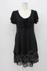 画像1: axes femme / 裾お花モチーフ半袖ワンピース  黒 T-26-03-13-030-AX-OP-SA-ZT645 (1)