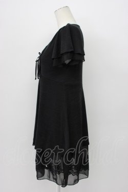 画像3: axes femme / 裾お花モチーフ半袖ワンピース  黒 T-26-03-13-030-AX-OP-SA-ZT