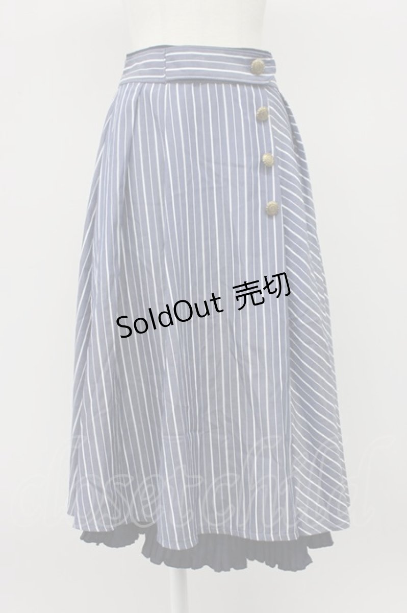 画像1: axes femme / 連ボタンミディスカート  青Ｘ白 T-26-03-13-031-AX-SK-SA-ZT (1)