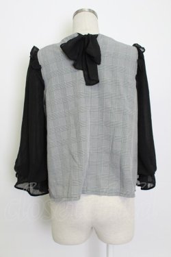画像3: axes femme POETIQUE / グレンチェックシフォン袖トップス  黒Ｘ白 T-26-03-13-004-AX-TO-SA-ZT