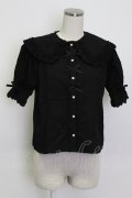 axes femme kawaii / 半袖丸襟コットンブラウス M ブラック T-26-03-13-005-AX-BL-SA-ZT