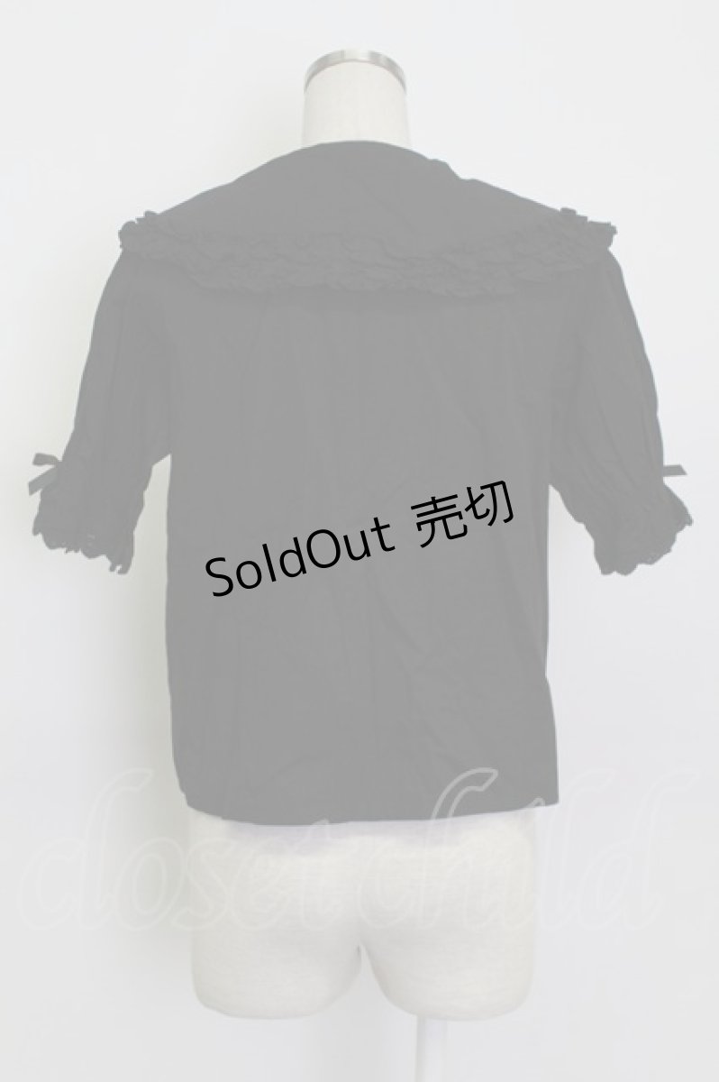 画像2: axes femme kawaii / 半袖丸襟コットンブラウス M ブラック T-26-03-13-005-AX-BL-SA-ZT (2)