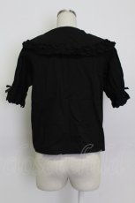 画像2: axes femme kawaii / 半袖丸襟コットンブラウス M ブラック T-26-03-13-005-AX-BL-SA-ZT (2)